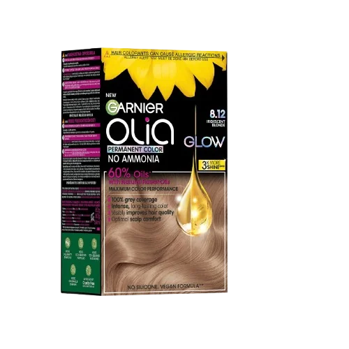 Vopsea de par permanenta fara amoniac 8.12 Iridescent Blonde Olia, 174ml, Garnier