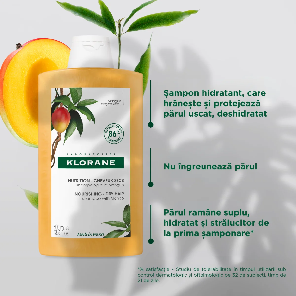 Sampon hranitor cu unt de mango pentru par uscat, 400 ml, Klorane