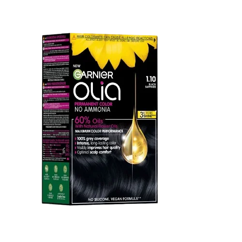 Vopsea de par permanenta fara amoniac 1.10 Black Sapphire Olia, 174ml, Garnier