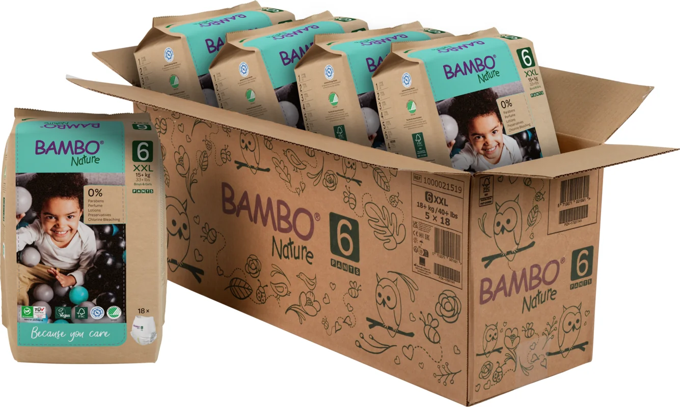 Scutece Eco Paper Bag Pants Marimea Nr. 6 pentru 15+ kg, 90 bucati, Bambo Nature