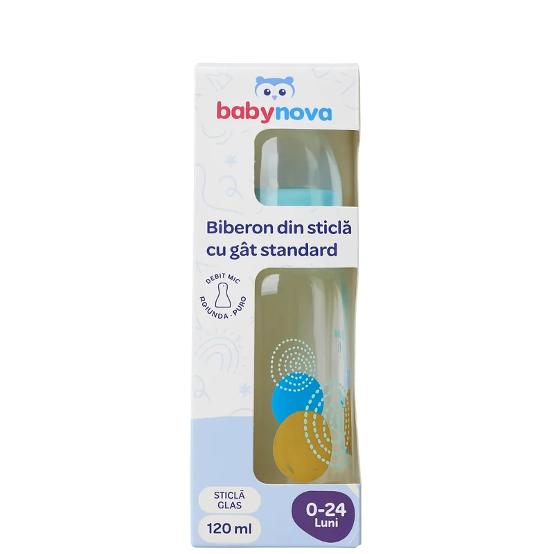Biberon din sticla 0-24 luni, 125ml, Baby Nova