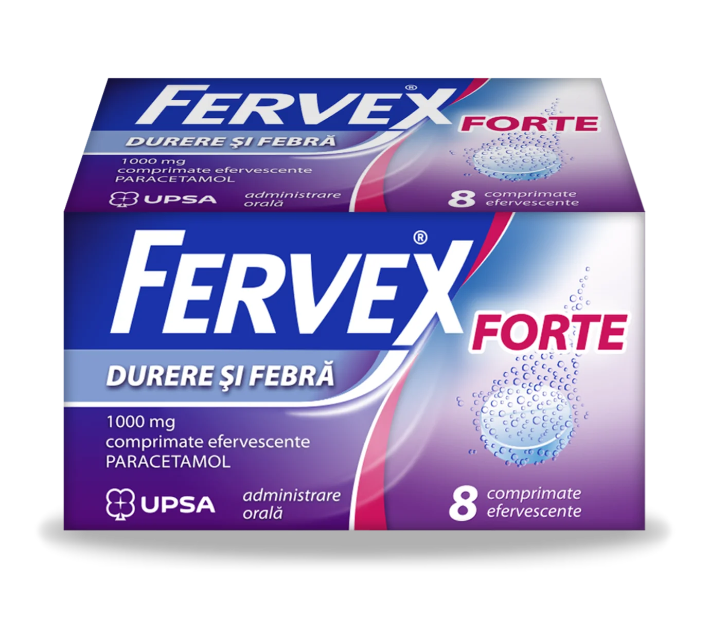 Fervex durere si febra forte 1000mg, 8 comprimate efervescente, Upsa