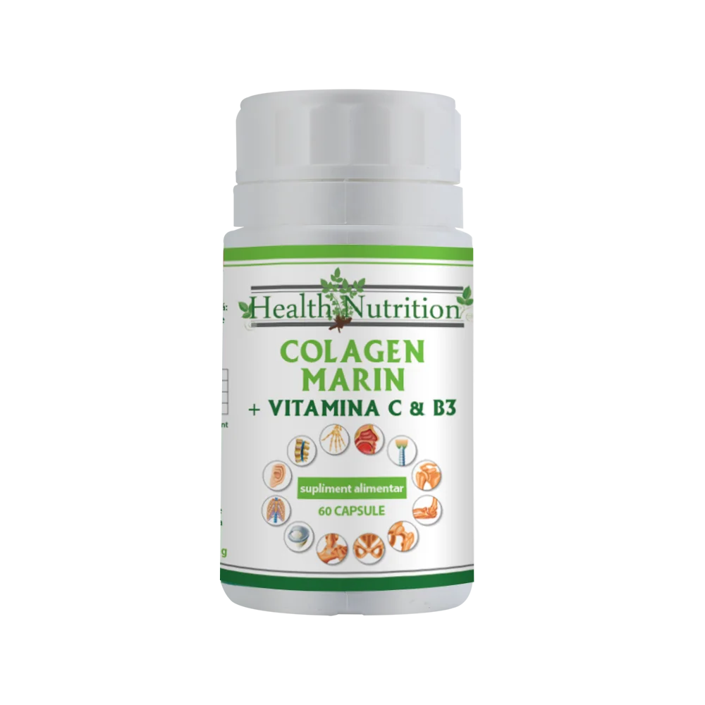 Colagen marin Forte + Vitamina B3 + Vitamina C, 60 tablete, Health Nutrition