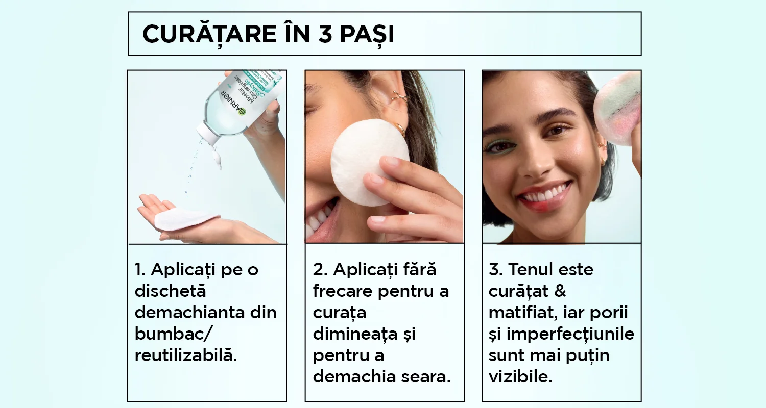 Mod de utilizare apa micelara: aplicare pe discheta, curatare delicata si ten curat si matifiat. Mod de utilizare apa micelara: aplicare pe discheta, curatare delicata si ten curat si matifiat.