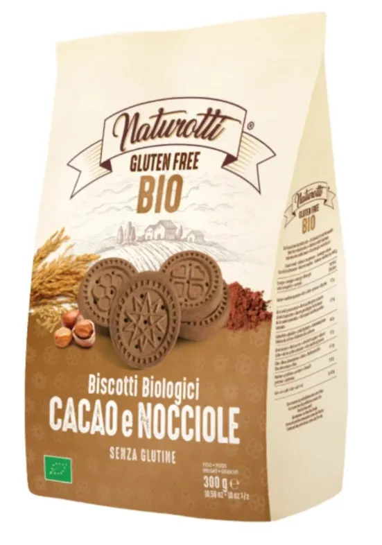 Biscuiti cu cacao si alune de padure fara gluten Bio, 300g, Naturotti