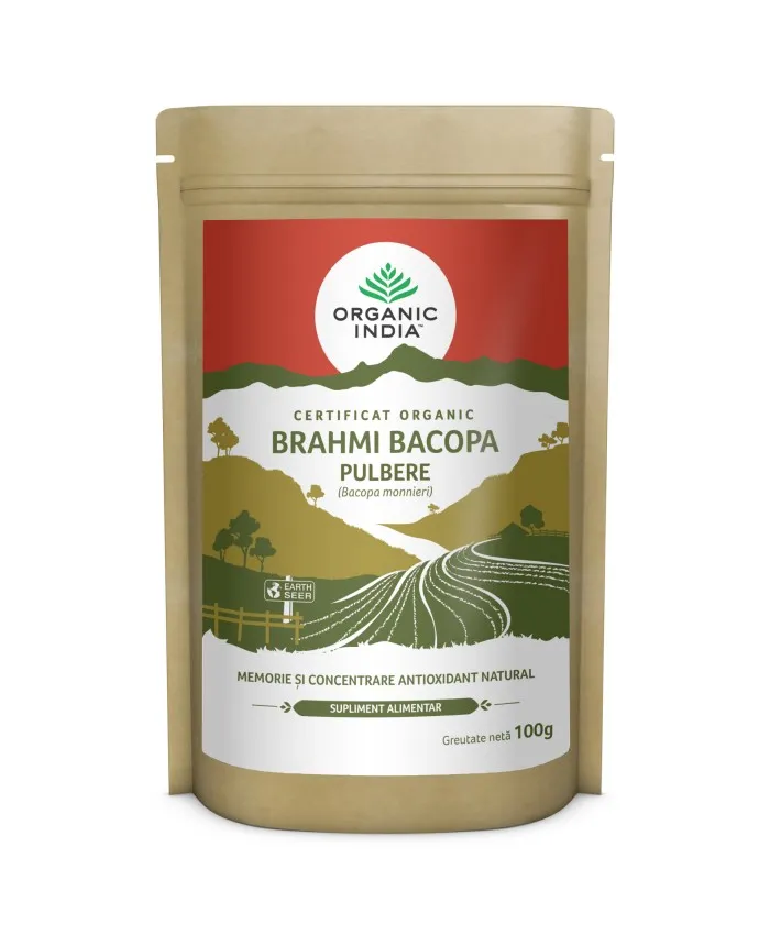 Pulbere tonic cerebral si memorie Brahmi-Bacopa, 100g, Organic India