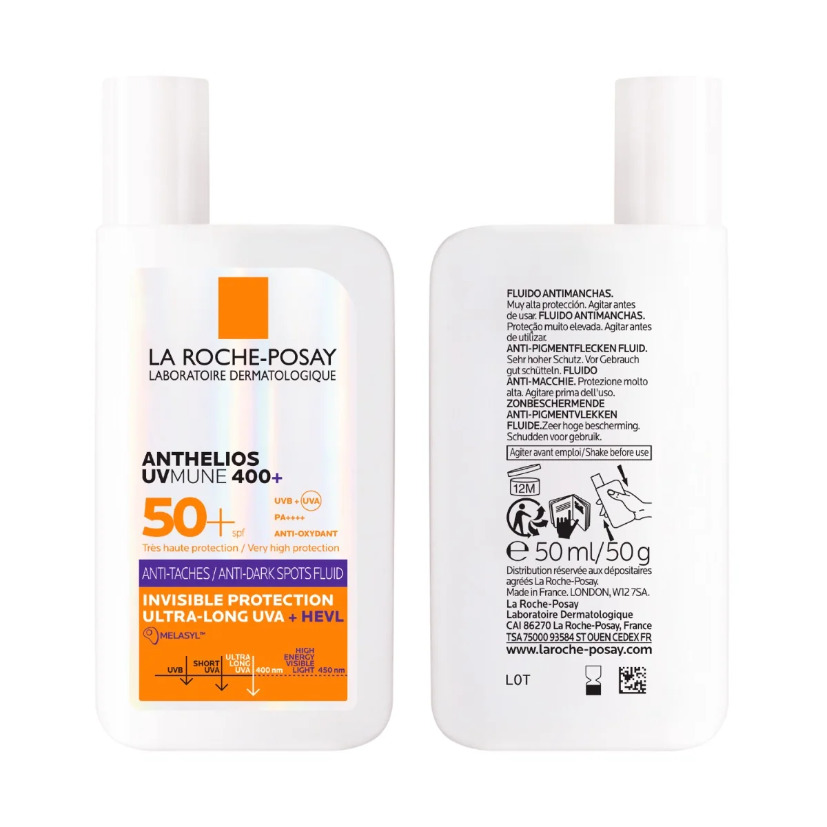 Fluid anti-pete pigmentare cu SPF50+ Anthelios UVMUNE 400+ HEVL, 50ml, La Roche-Posay