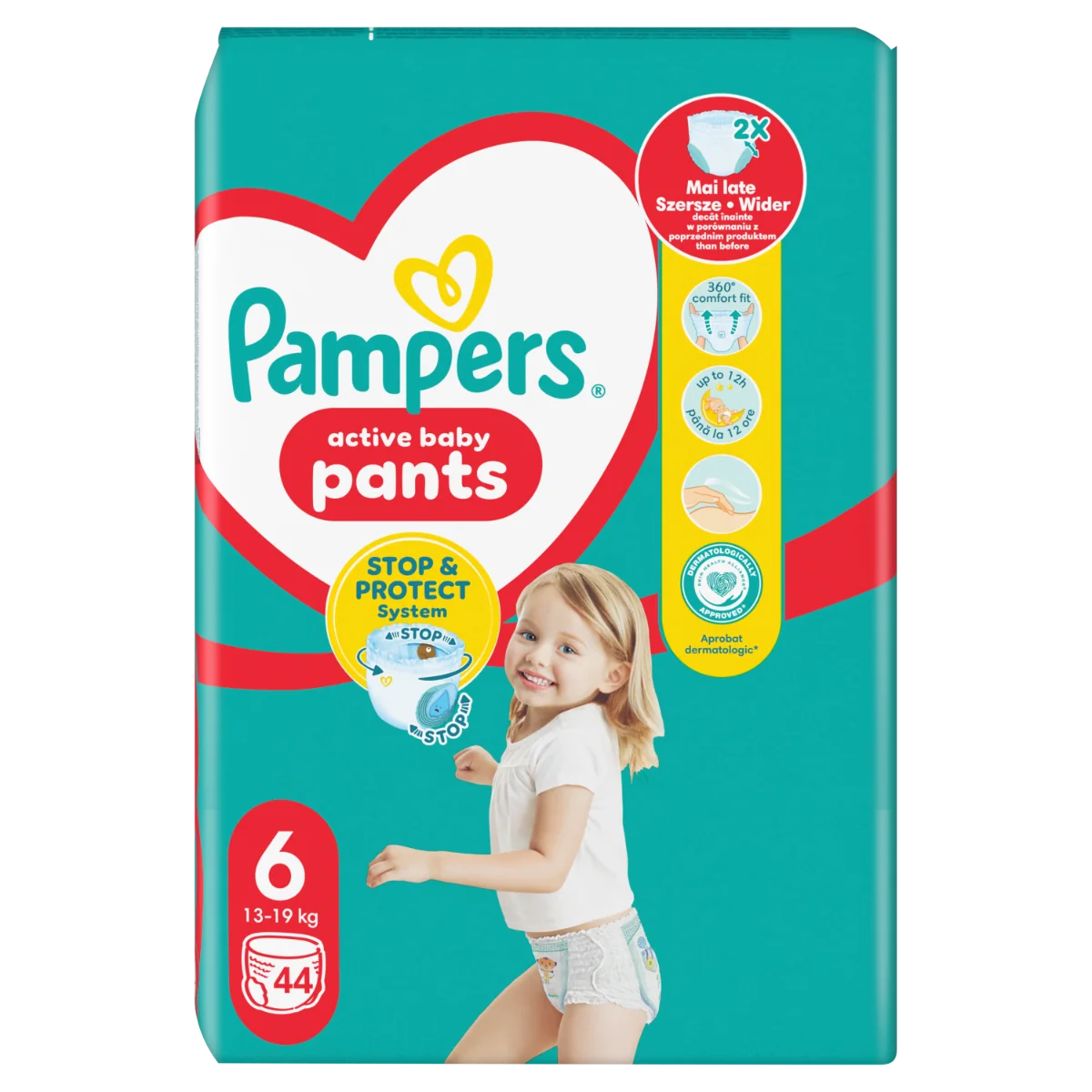 Scutece-chilotel Pants Marimea 6 pentru 13-19 kg, 44 bucati, Pampers