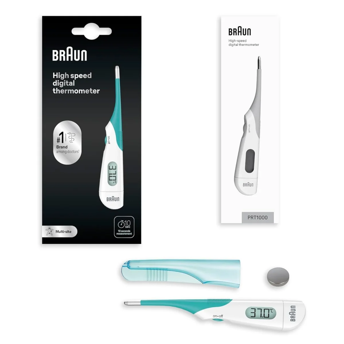 Termometru digital 3 in 1 cu varf flexibil, 1 bucata, Braun