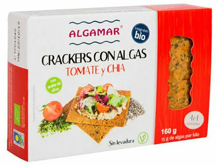 Crackers cu rosii, chia si alge marine Bio, 160g, Algamar