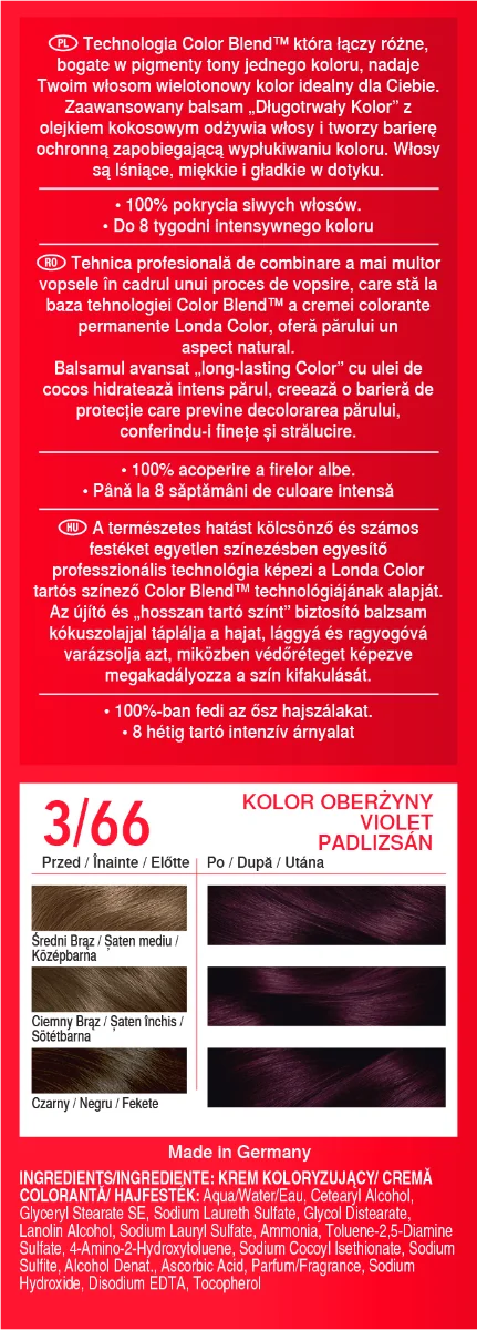 Vopsea de par permanenta 3/66 Violet, 110ml, Londa