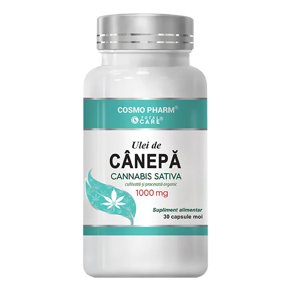 Ulei de canepa 1000mg, 30 capsule, Cosmopharm