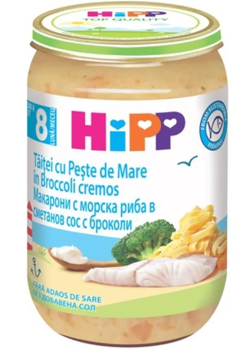 Taitei cu peste de mare in brocolli cremos Bio, 220g, HiPP