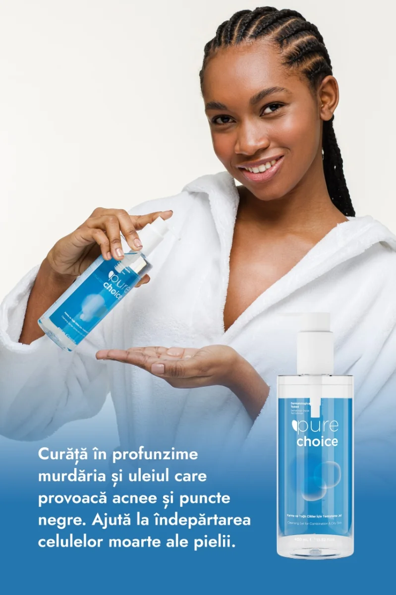 Gel de curatarea faciala pentru ten mixt si gras, 400ml, Pure Choice
