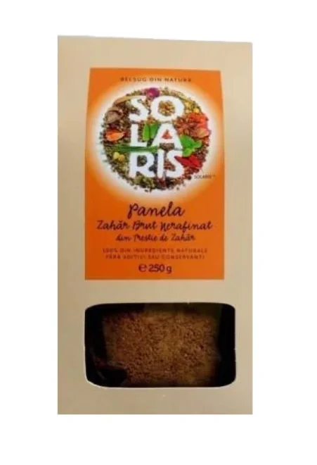 Zahar brut nerafinat din trestie de zahar Panela, 250g, Solaris