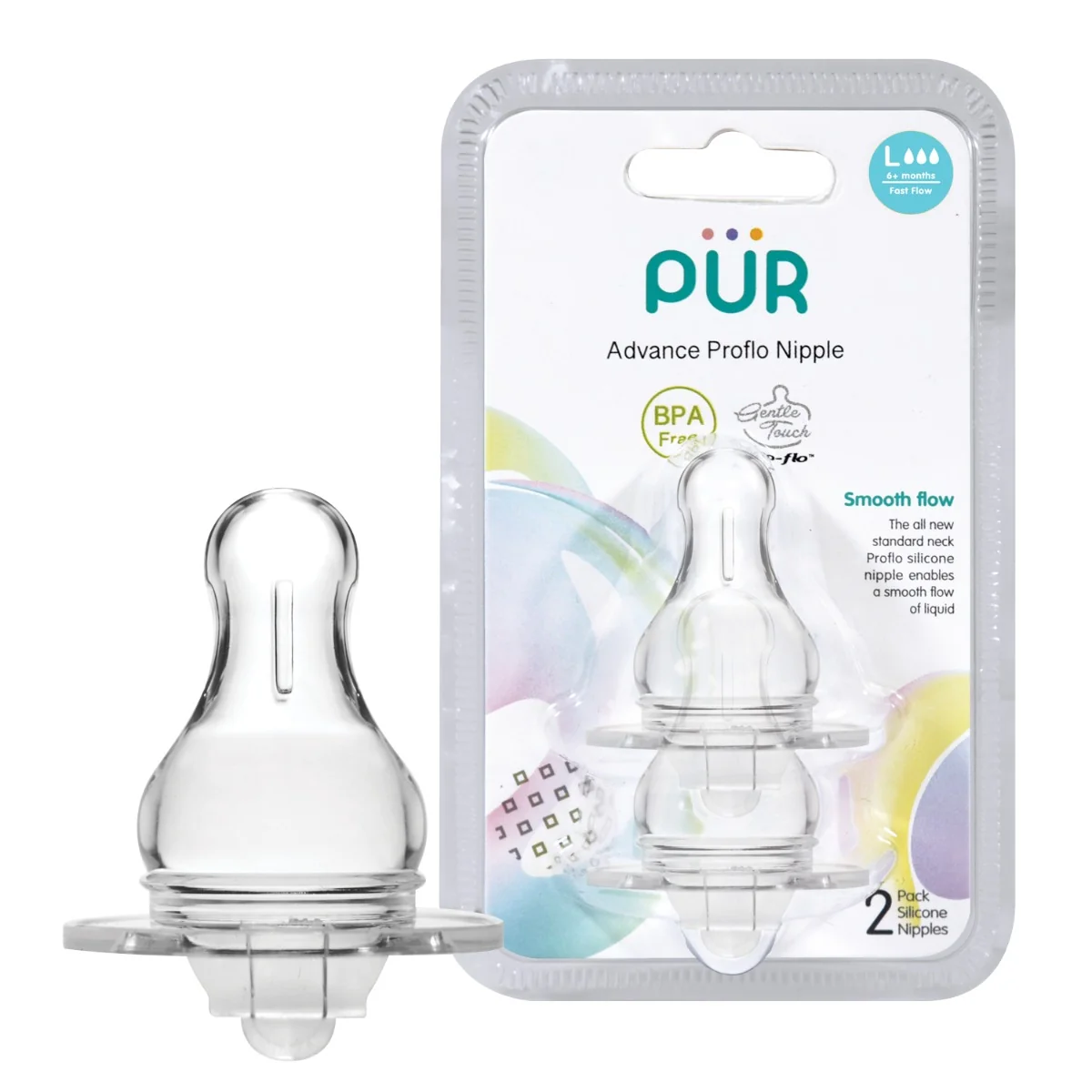Set tetine silicon Advanced marime L 3-6 luni, 2 bucati, PUR