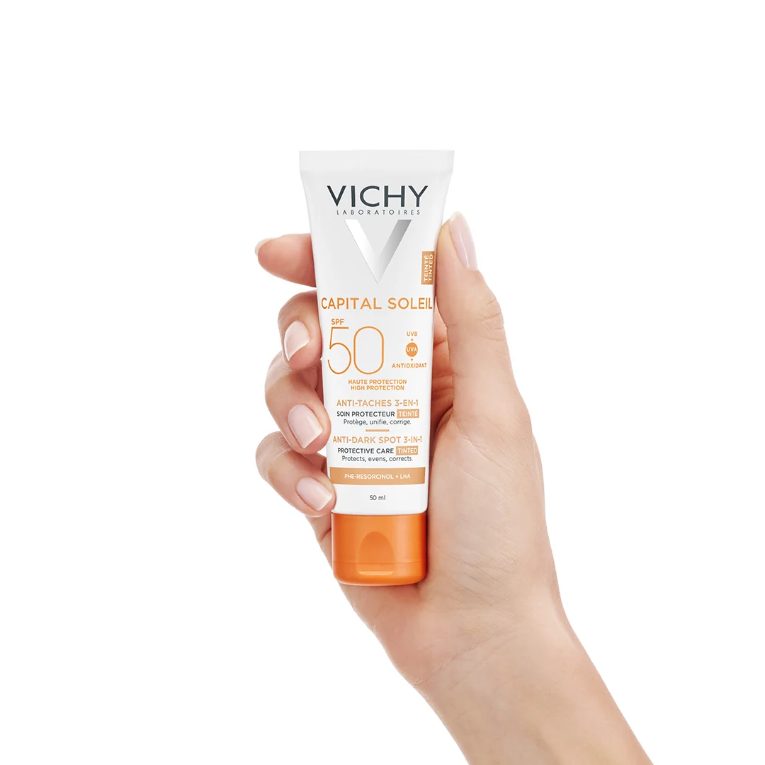 Crema colorata anti-pete pigmentare cu protectie solara SPF 50+ pentru fata Capital Soleil, 50ml, Vichy