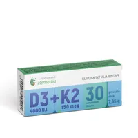 Vitamina D3 4000 UI + K2 150mcg, 30 comprimate filmate, Laboratoarele Remedia