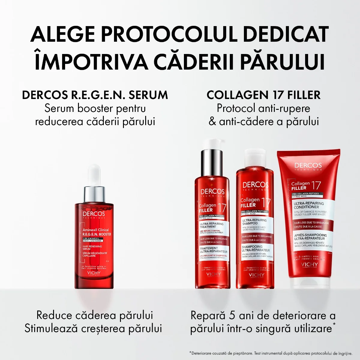Balsam ultra-reparator cu peptide pro-colagen si acid citric Dercos Collagen 17 Filler, 200ml, Vichy