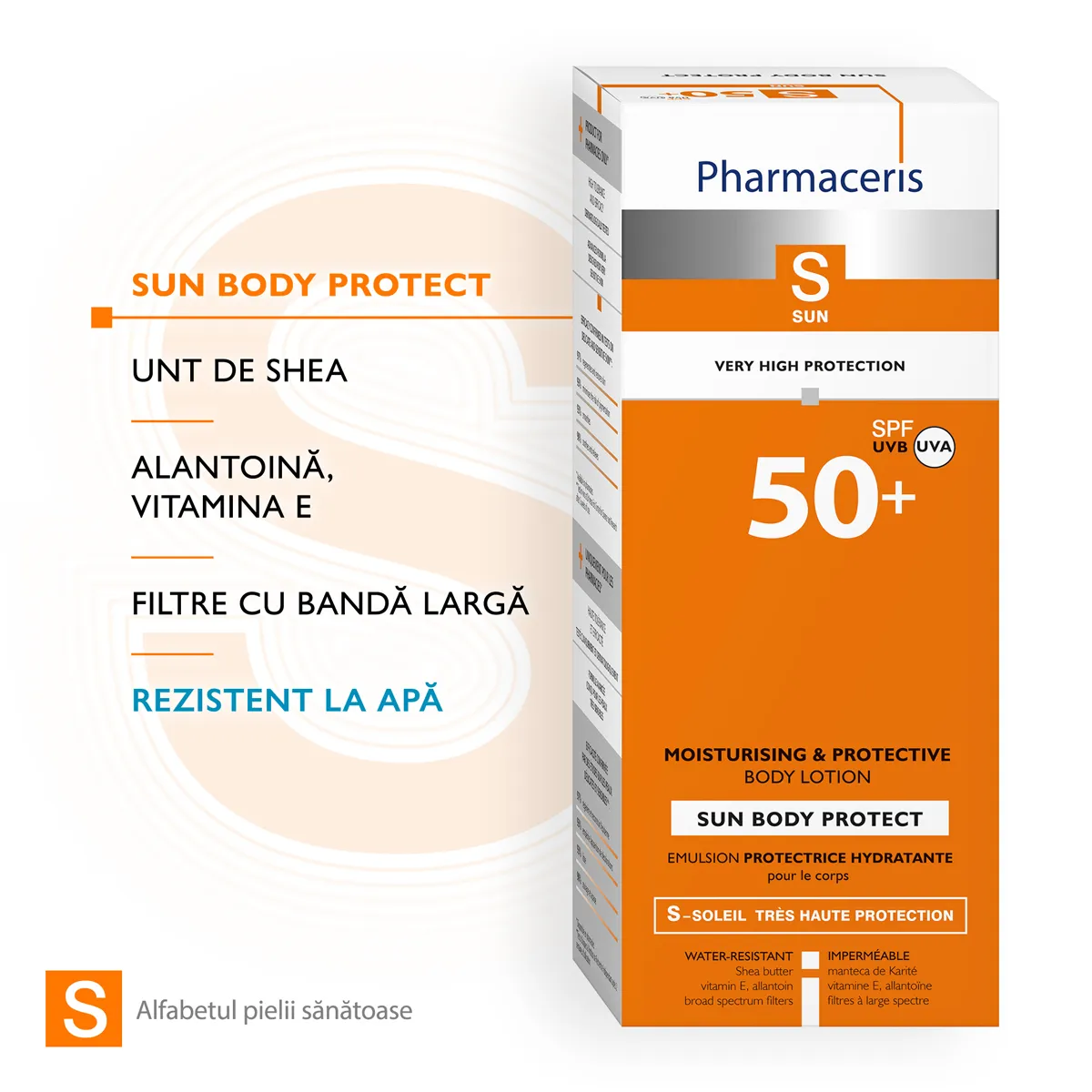 Lotiune de corp cu protectie solara SPF50+ S, 150ml, Pharmaceris 