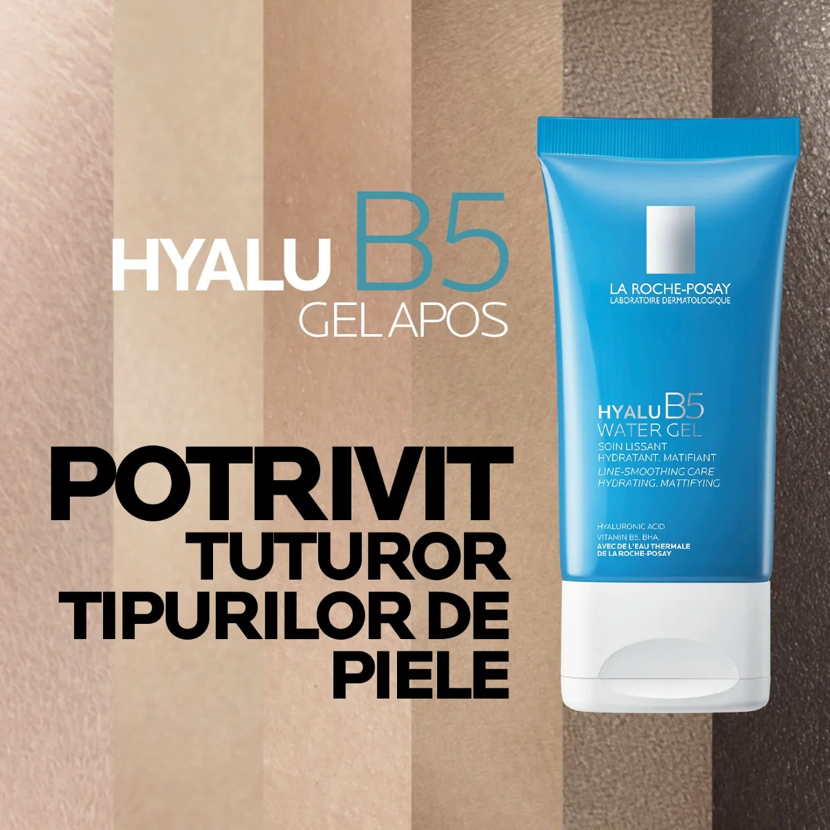 Gel apos matifiant cu Acid Hialuronic Hyalu B5 Matte Gel, 40ml, La Roche-Posay