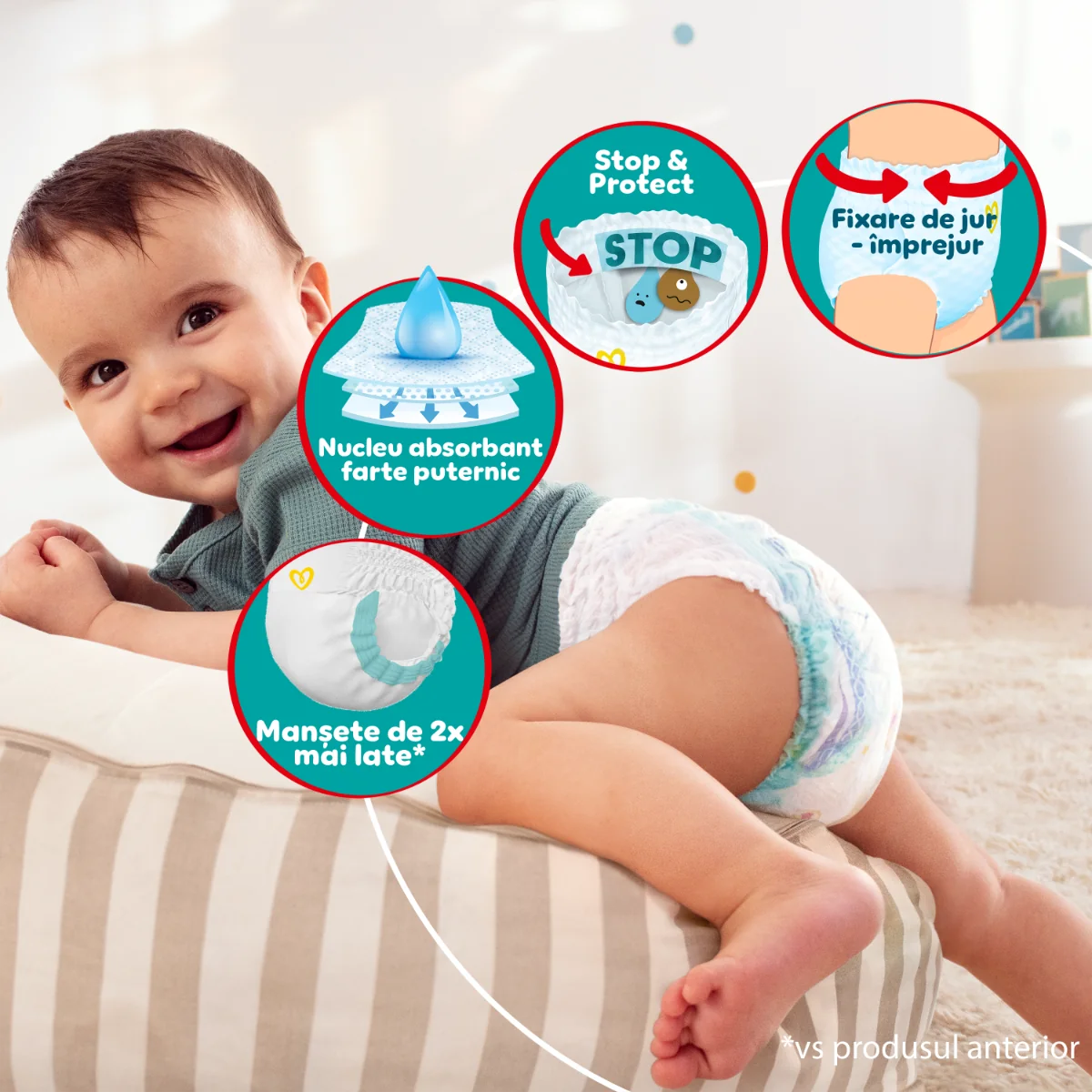 Scutece-chilotel Pants Marimea 6 pentru 13-19 kg, 44 bucati, Pampers