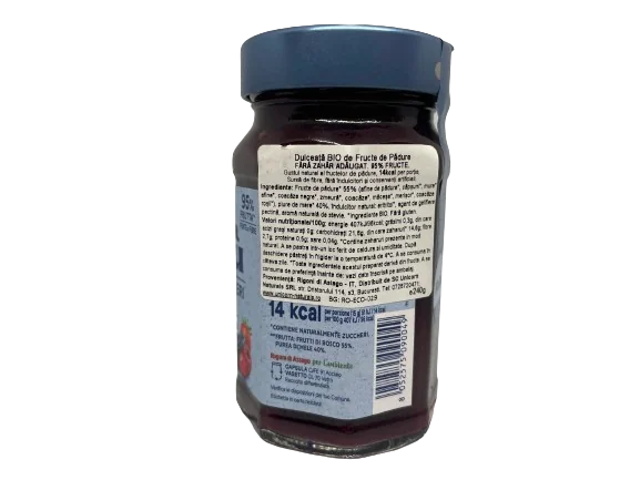 Dulceata Bio de fructe de padure fara zahar, 240g, Rigoni di Asiago