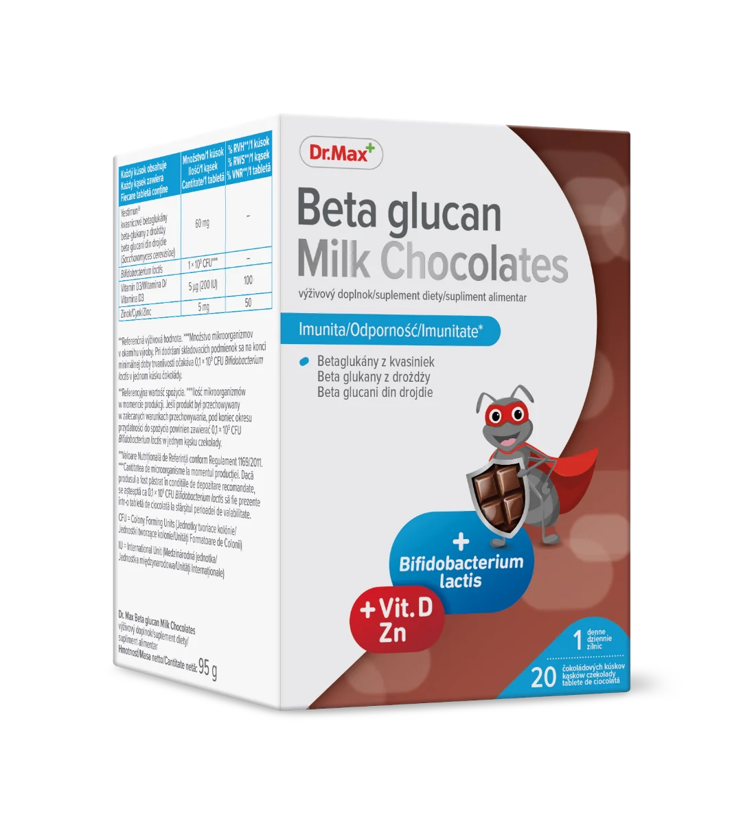 Dr Max Beta glucan ciocolata cu lapte, 20 tablete