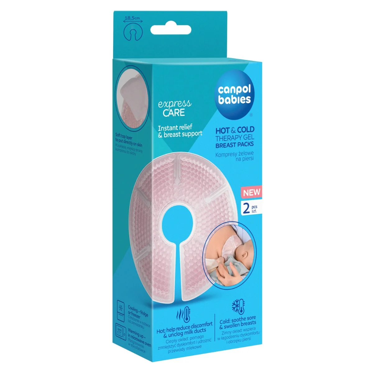 Comprese cu gel pentru sani pentru terapie calda sau rece, 2 bucati, Canpol babies