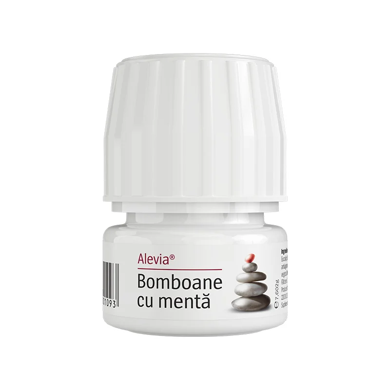 Bomboane cu menta, 60 comprimate, Alevia