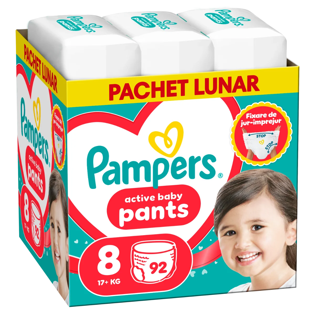 Scutece-chilotel Active Baby PantsXXL Marimea 8, 17kg+, 92 bucati, Pampers 