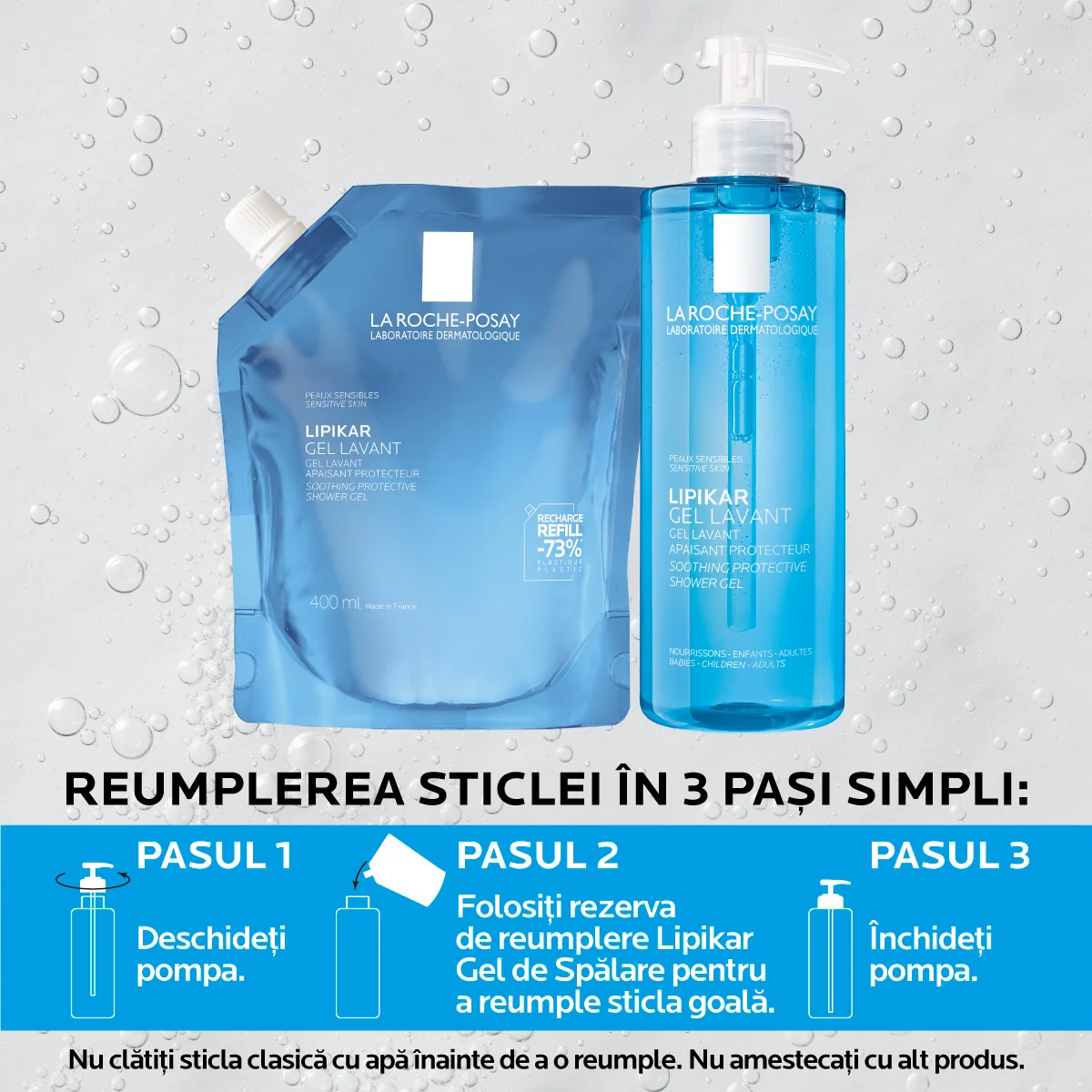 Gel de spalare Lipikar Refill, 400ml, La Roche-Posay
