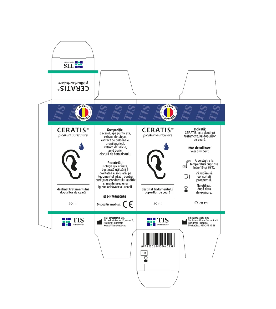 Ceratis picaturi auriculare, 20ml, Tis Farmaceutic