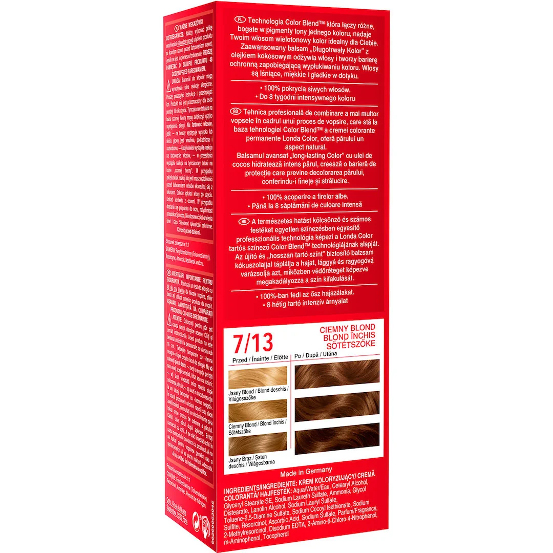Vopsea de par permanenta 7/13 Blond inchis, 110ml, Londa