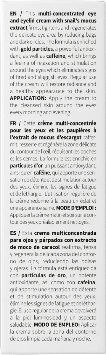 Crema pentru zona ochilor cu extract de Mucus de melc, 15ml, Erne