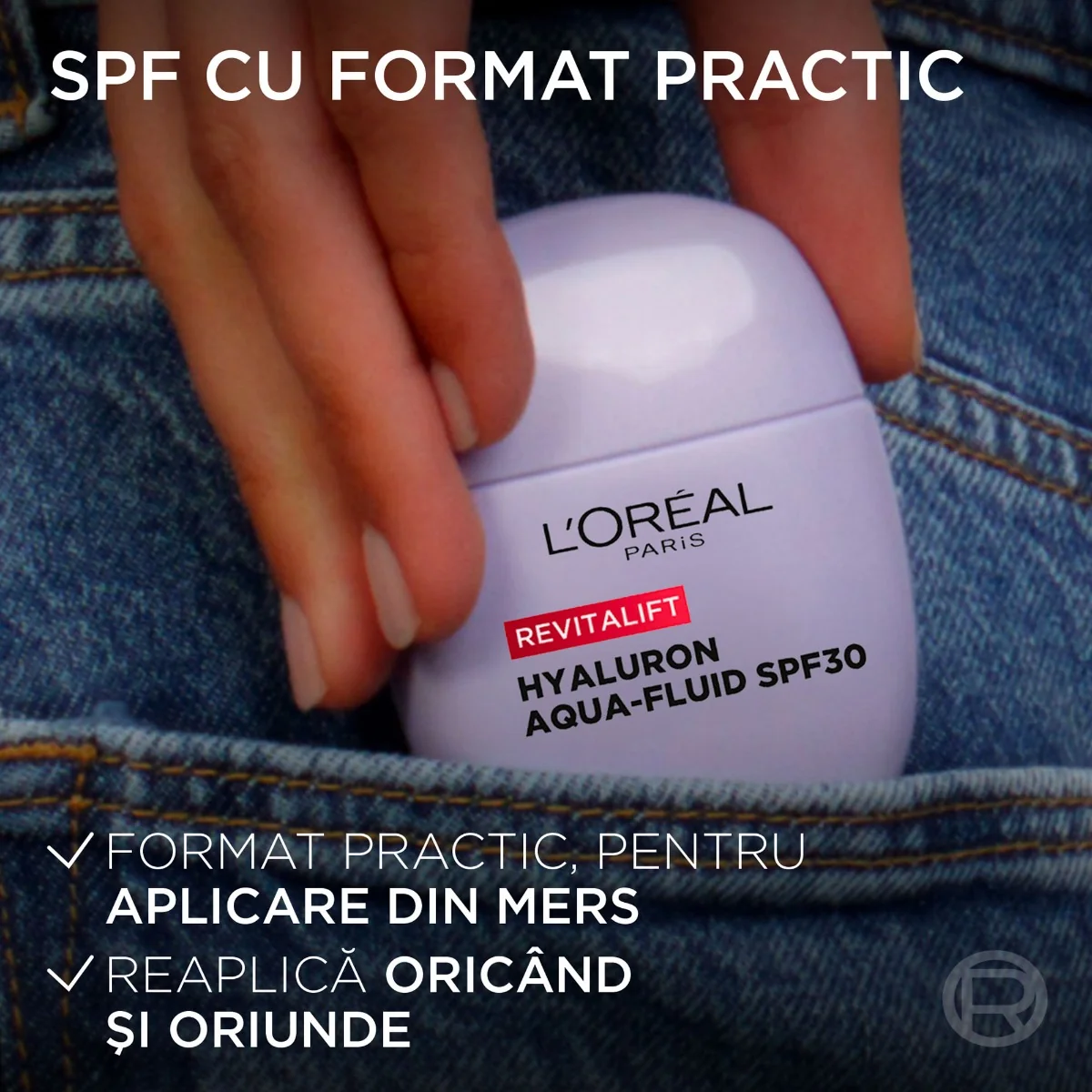 Fluid hidratant cu factor de protectie solara SPF30 Revitalift Hyaluron Aqua, 40ml, L'Oreal Paris