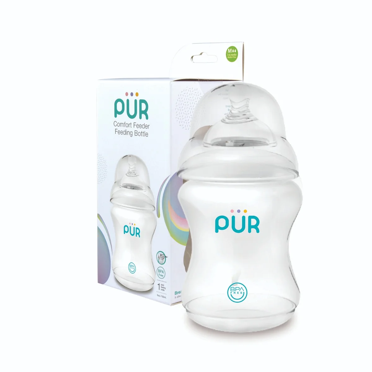Biberon cu gura larga Comfort, 250ml, PUR