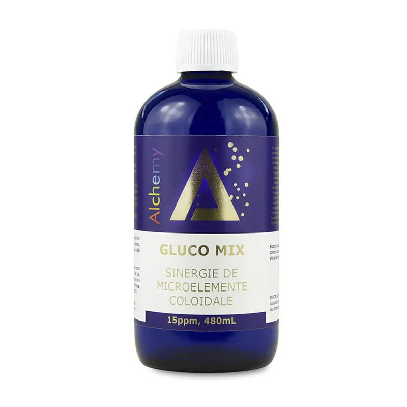 Gluco Mix sinergie de microelemente coloidale 15 ppm, 480ml, Alchemy