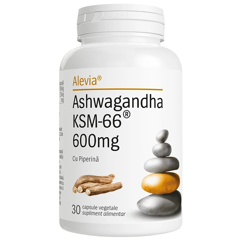 Ashwagandha KSM-66, 600mg, 30 capsule vegetale, Alevia 