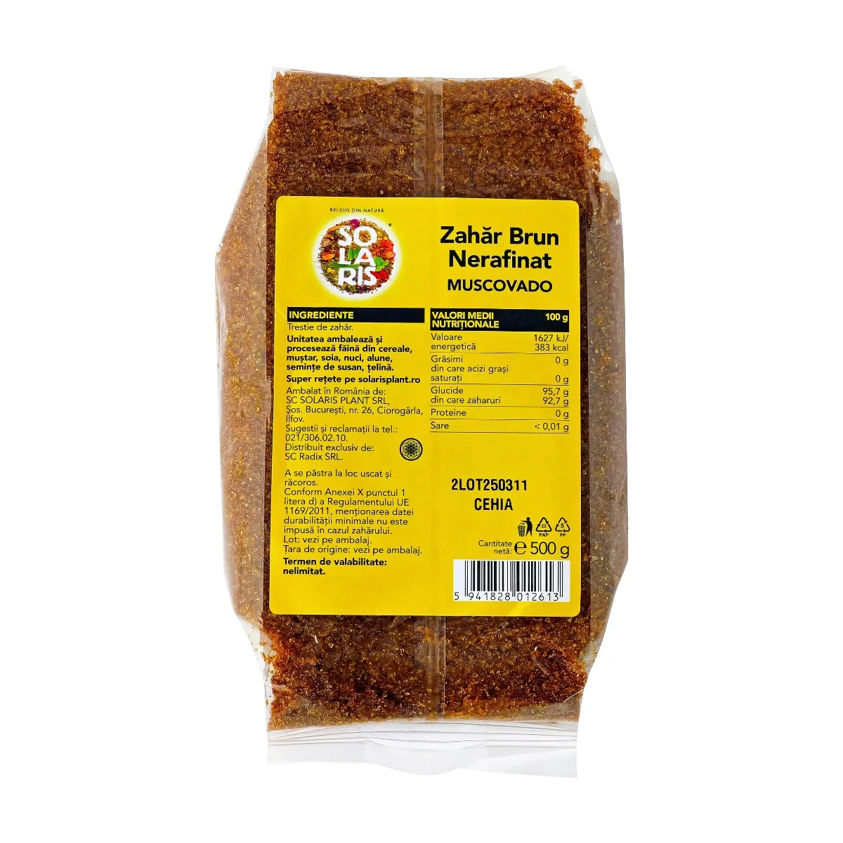 Zahar brut nerafinat Muscovado, 500g, Solaris