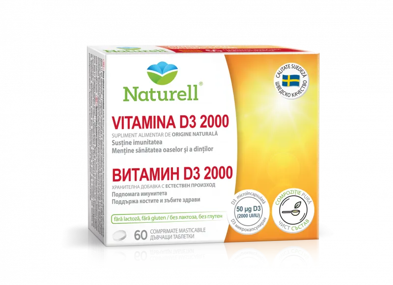 Vitamina D3 2000UI, 60 comprimate, Naturell