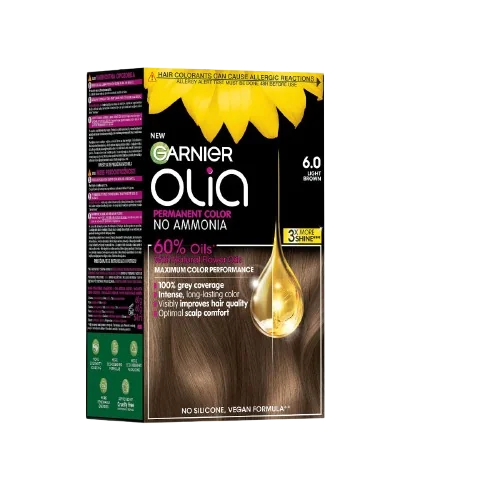 Vopsea de par permanenta fara amoniac 6.0 Light Brown Olia, 174ml, Garnier
