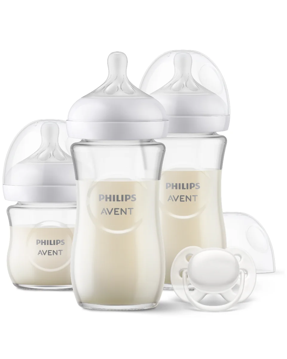 Set biberoane sticla Natural Response SCD878/11, 1x120ml + 2x240ml + 1x Suzeta, Philips Avent