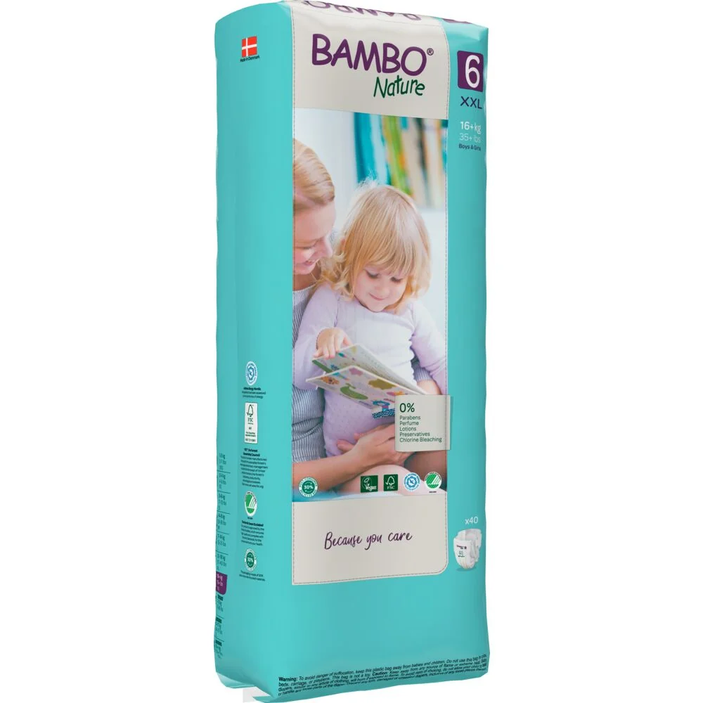 Scutece Ecolabel Tall Nr. 6 pentru 16+ kg, 40 bucati, Bambo Nature