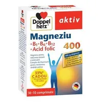 Magneziu 400 + B1 + B6 + B12 + Acid Folic, 30 + 10 comprimate, Doppelherz