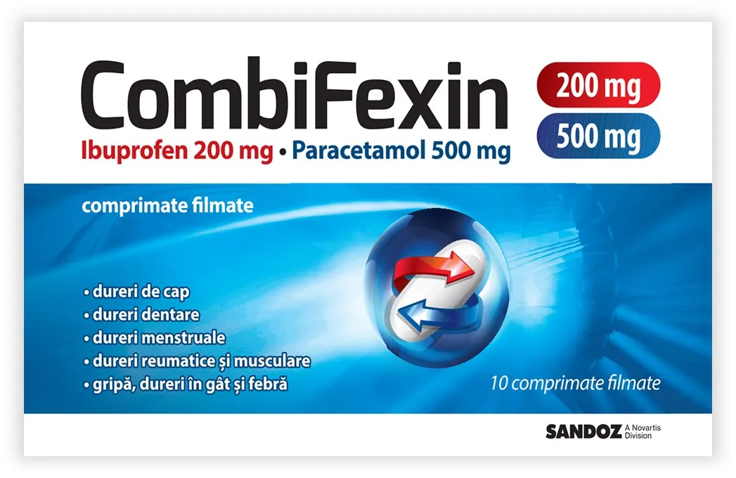 Combifexin 200mg/500mg, 10 comprimate, Sandoz