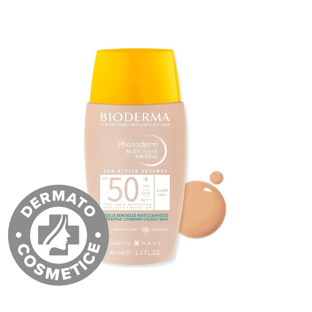 Fluid Nude Touch Mineral pentru ten deschis cu SPF50+ Photoderm, 40ml, Bioderma