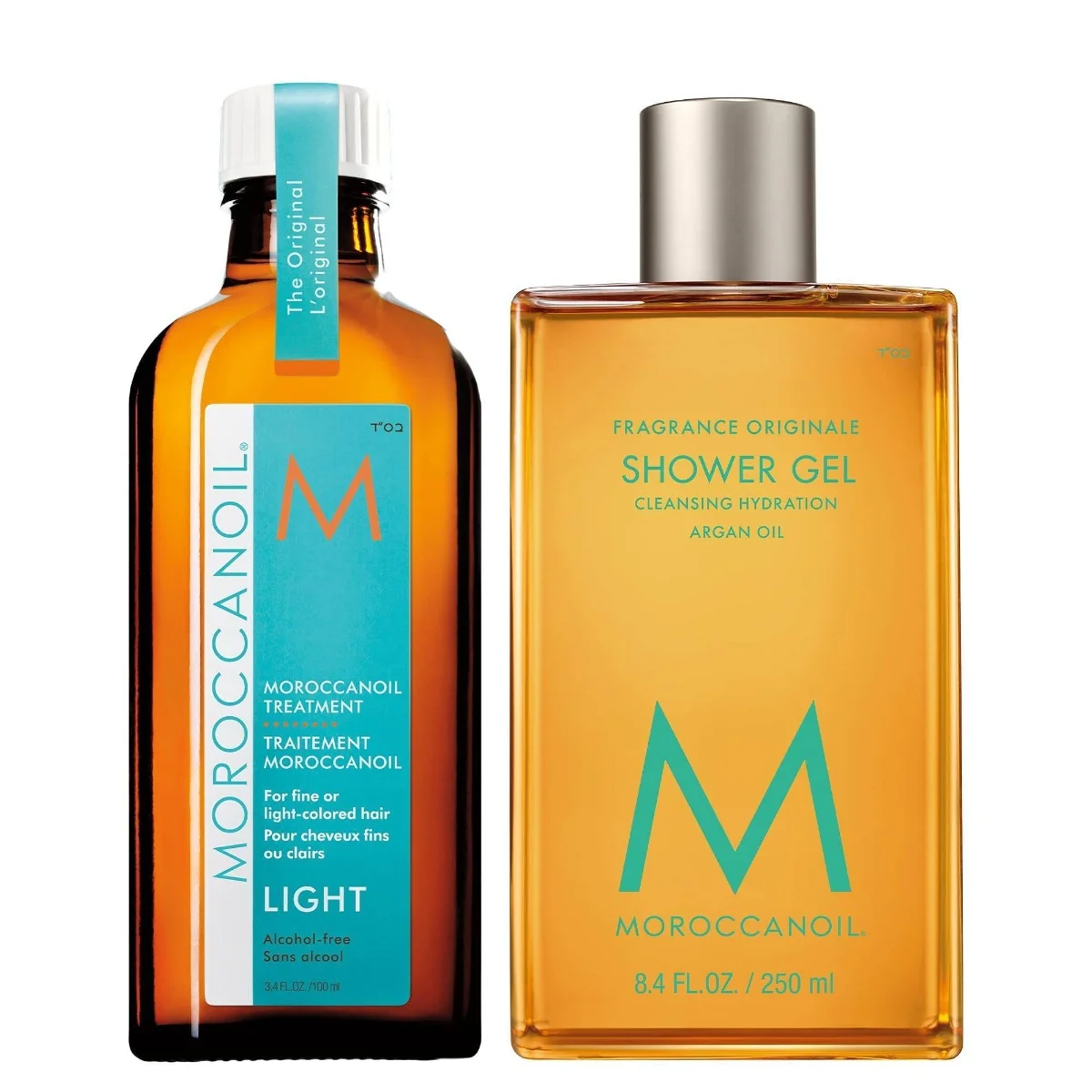Set Everyday Summer Light Ulei par fin/deschis la culoare 100ml + gel de dus 250ml, Moroccanoil