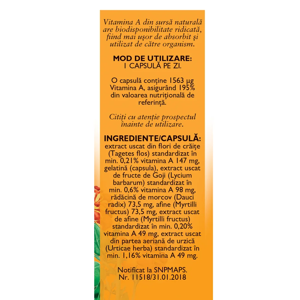 Vitamina A naturala, 30 capsule, Fares
