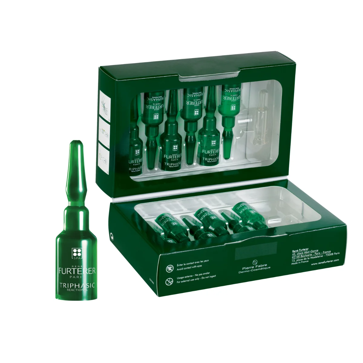 Tratament impotriva caderii parului Triphasic Reactional, 12 fiole x 5ml, Rene Furterer